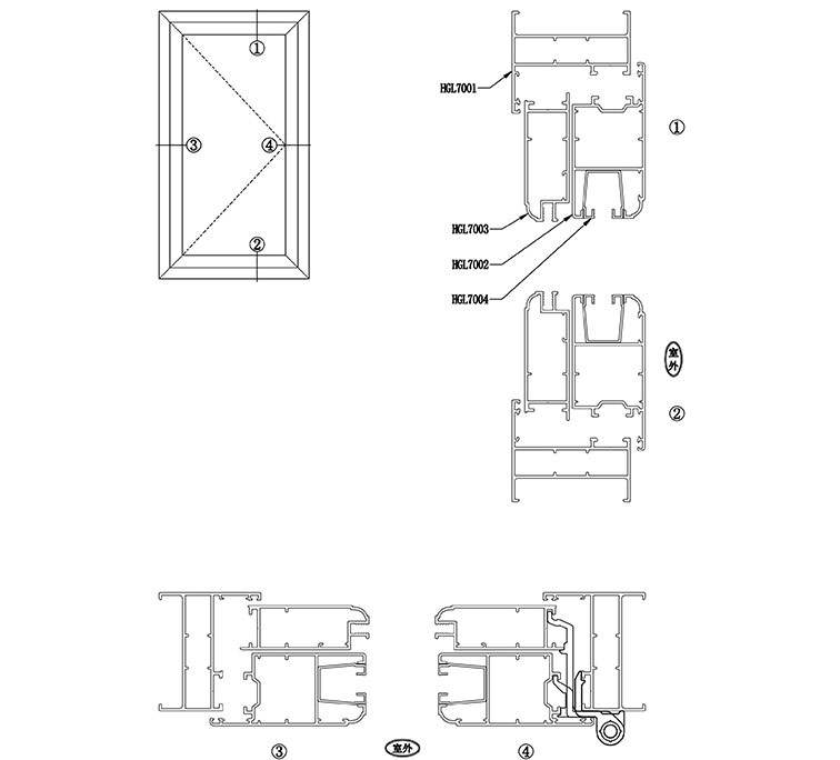 70系列平開(kāi)窗節(jié)點(diǎn)圖